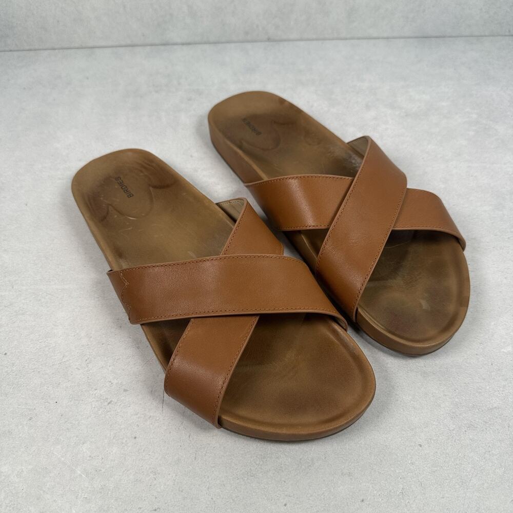 Birdies Sandals Womens Size 10 Brown Leather Slide Robin Criss Cross Strap